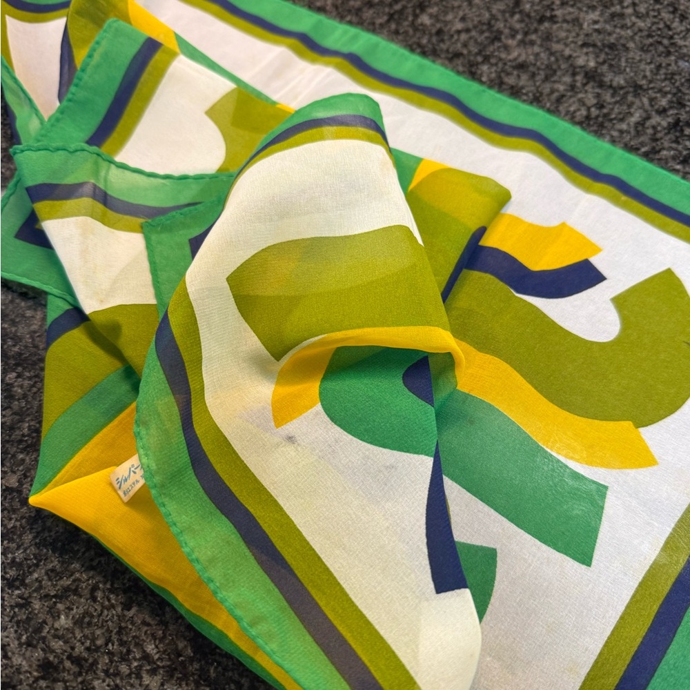 Vintage Colorful Teijin Scarf Geometric Design from Japan - Picture 9 of 10